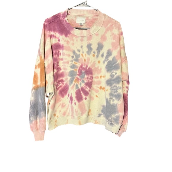 American Eagle Outfitters Tops - American Eagle Oversized Distressed Tie Dye Crew Neck Sweatshirt, Size Medium